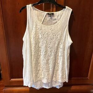 Cupio Women White Sleeveless Lace Top Size 1X